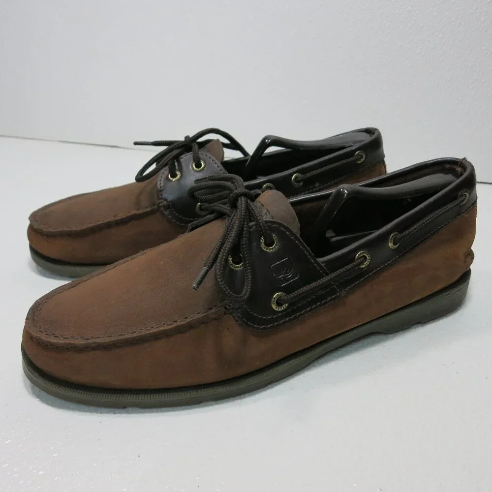 Sperry Top-Sider Two Tone Nubuck Leather Comfort Deck Boat Shoes Footwear 10 M